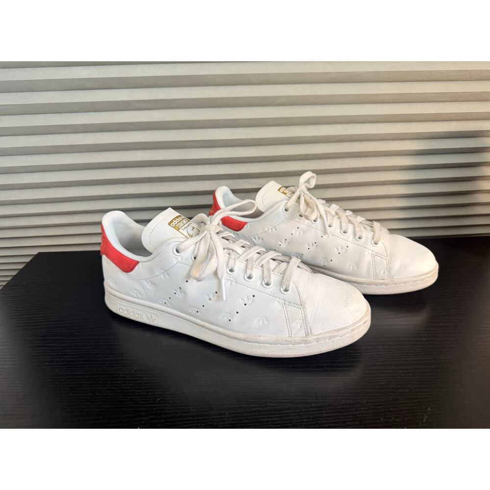 Adidas Stan Smith White Red Gold Trefoil Embossed Sneakers Men’s Size 10 Shoes